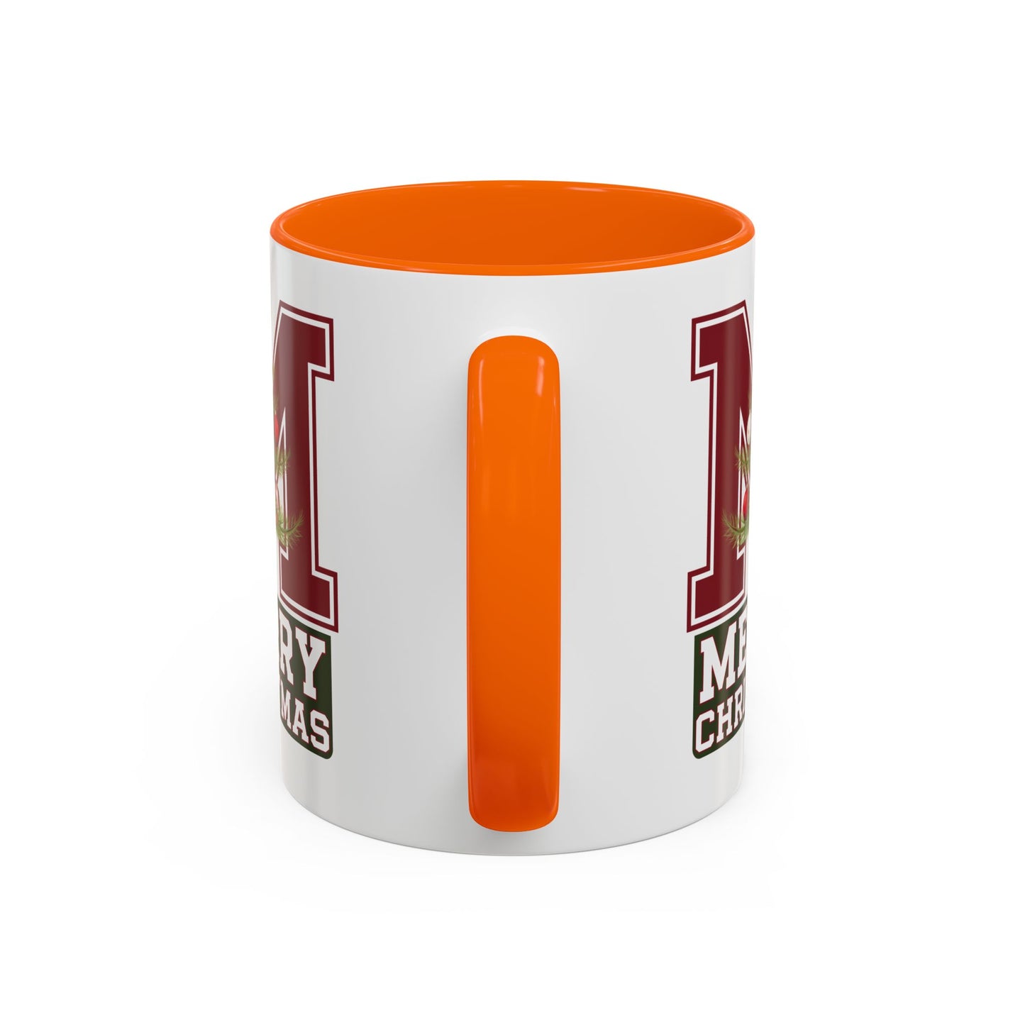 Christmas Mug - Merry Christmas White Green & Red College Text