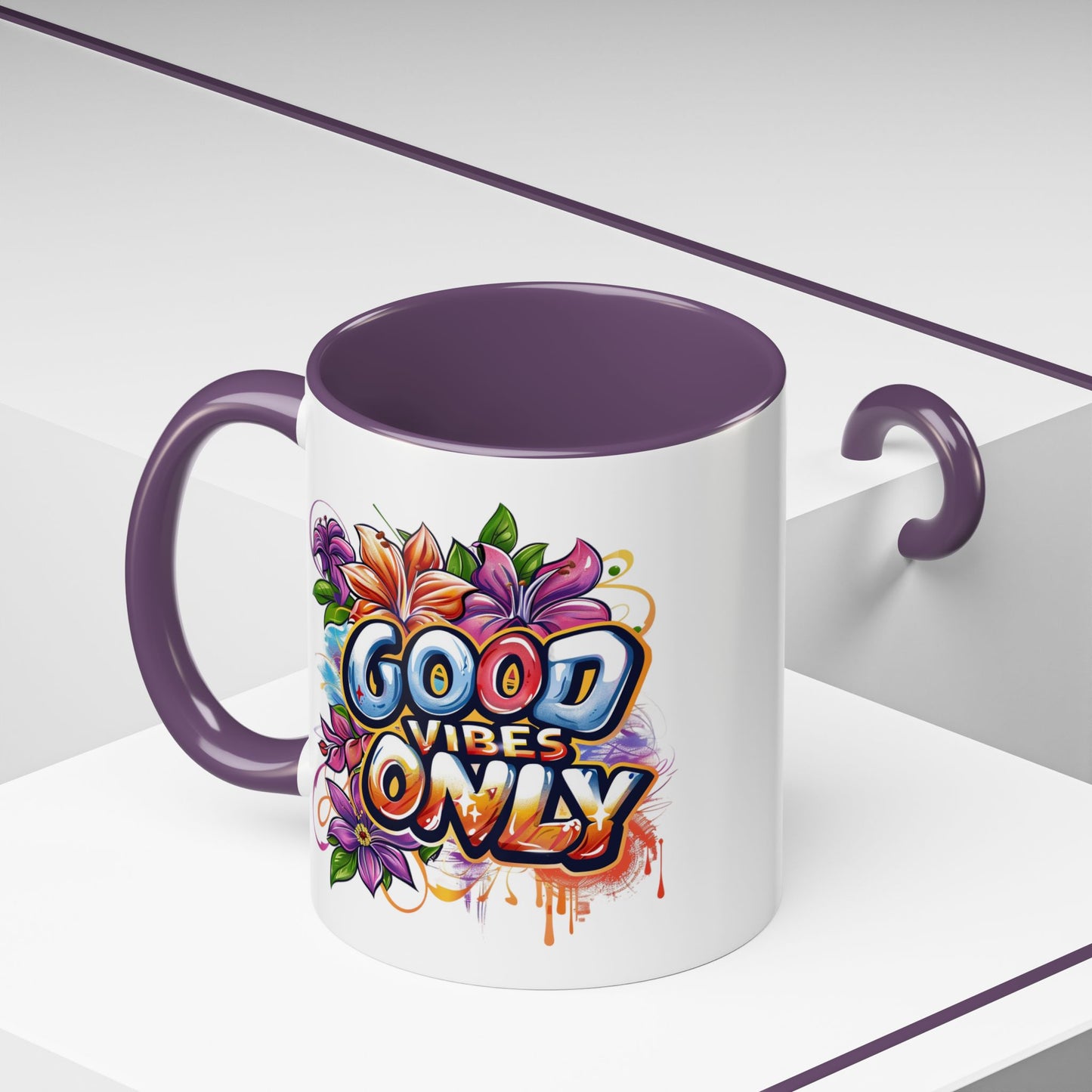 Wellness Mug - Good Vibes Only Graffiti Flowers