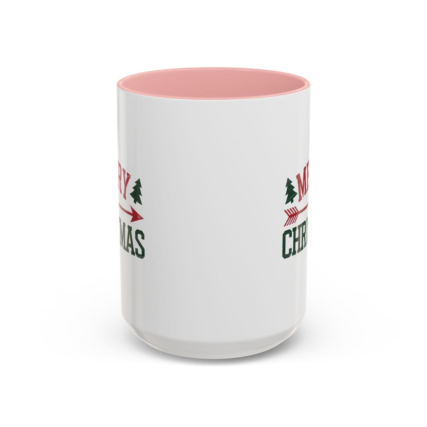 Christmas Mug - Merry Christmas Red & Green Text Heart Arrow Trees