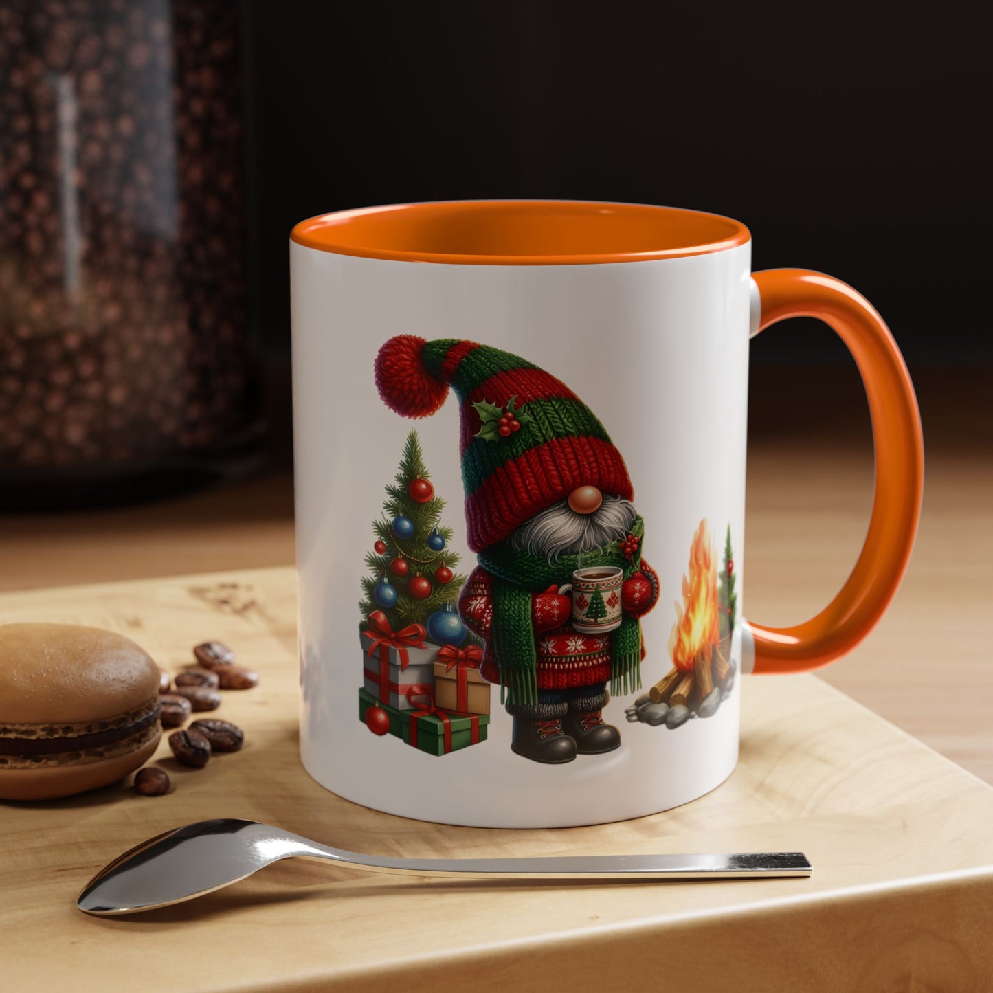 Christmas Mug - Gnome Presents and Fire