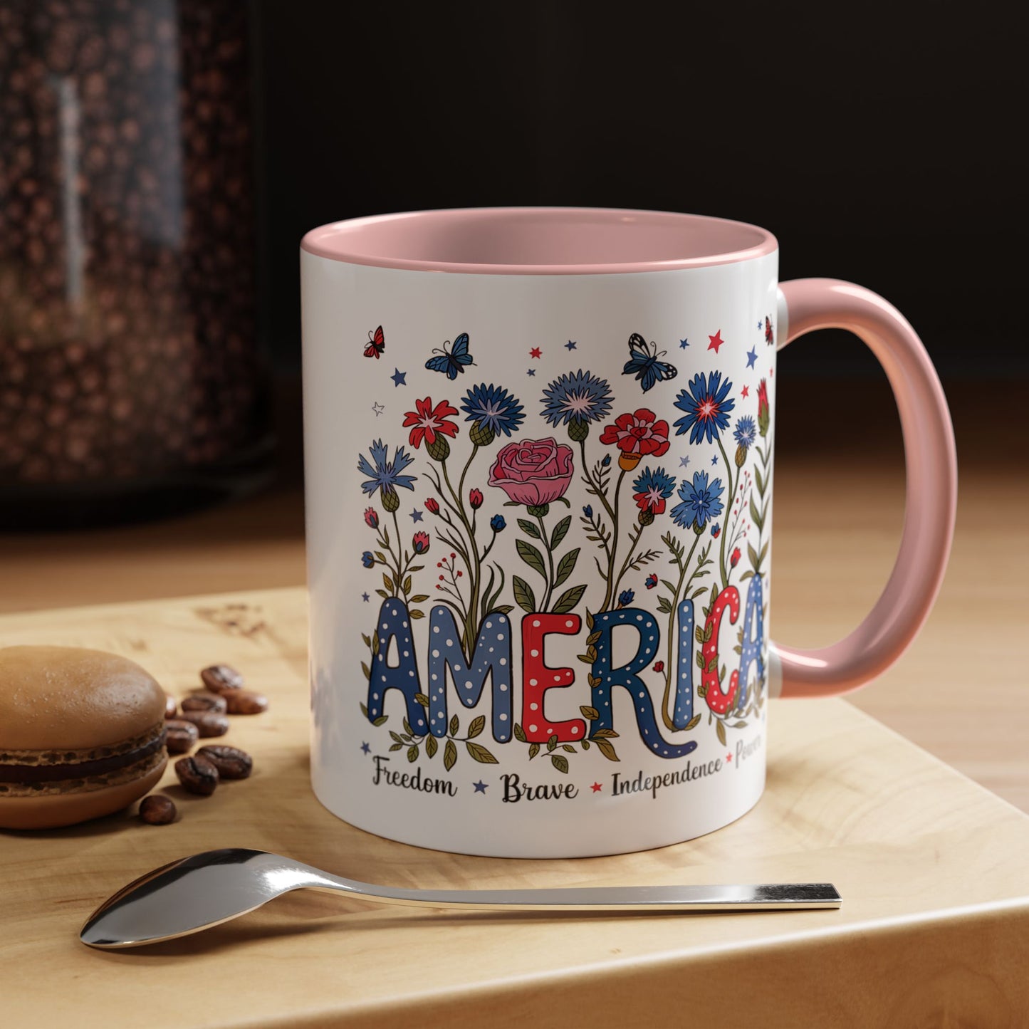 4th of July Mug - Floral America Patriotic