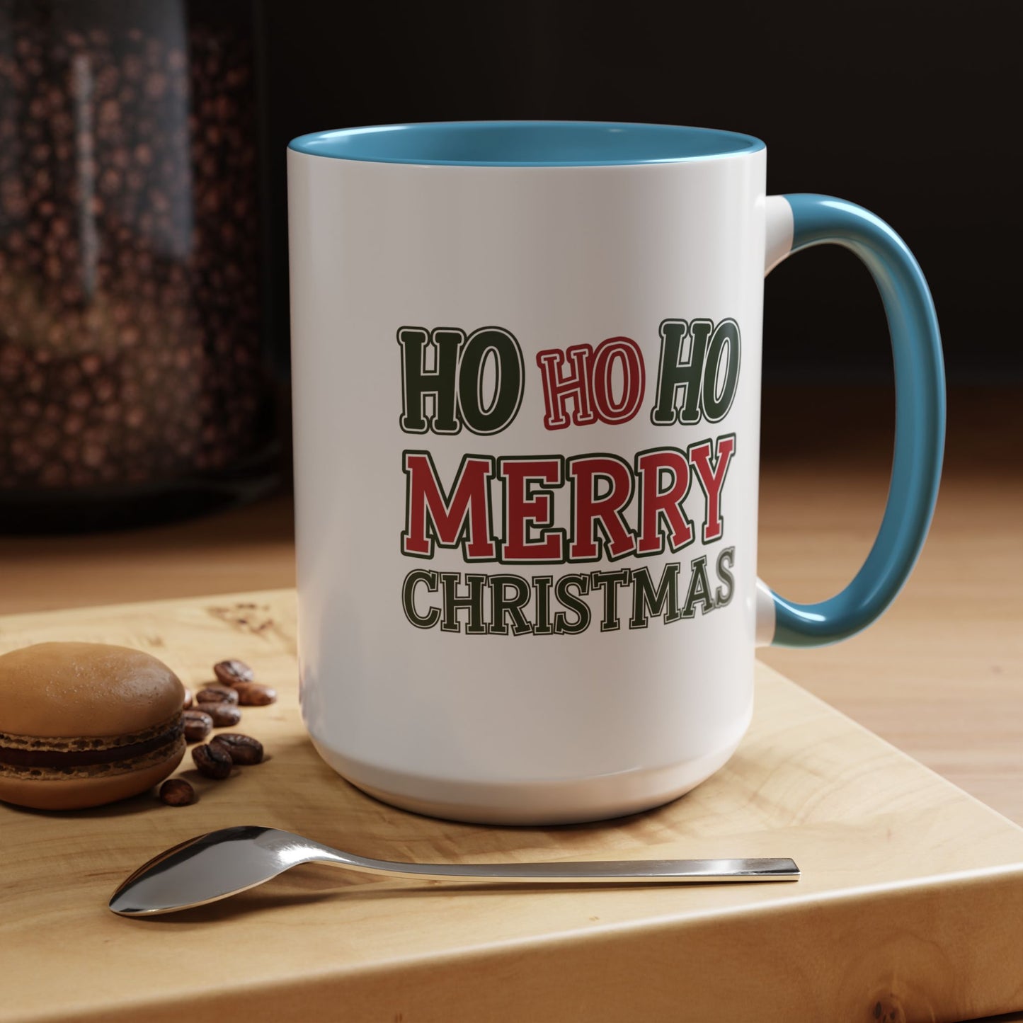 Christmas Mug - Ho Ho Ho Merry Christmas Green & Red Text