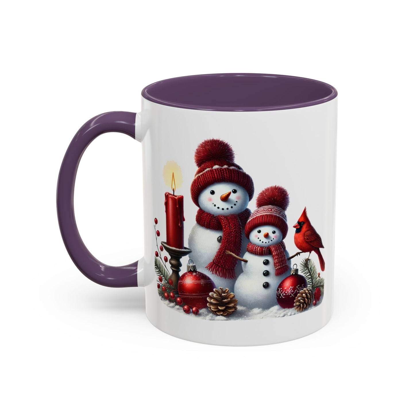 Christmas Mug - Burgundy Snowman Family
