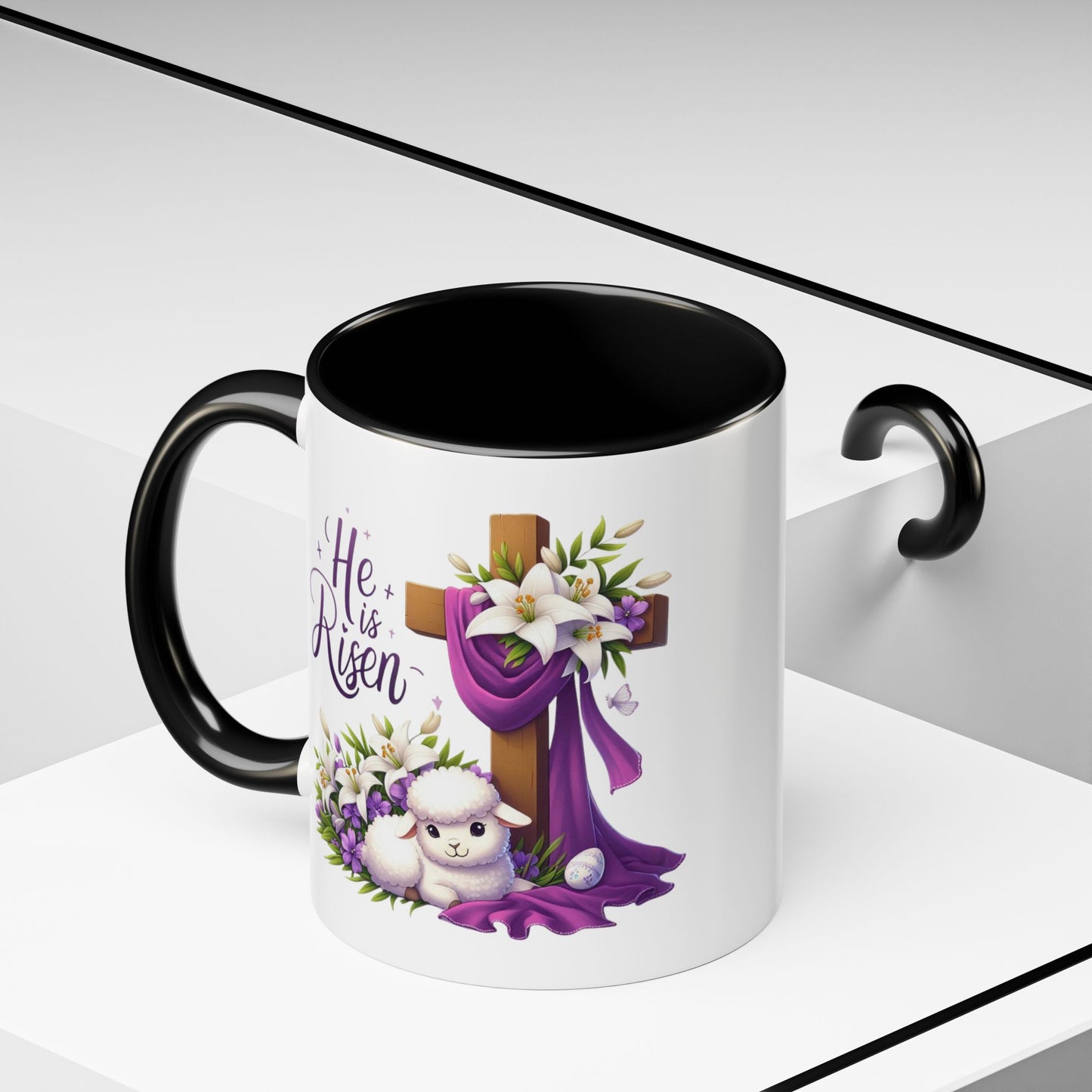 Easter Mug - He Is Risen Cross