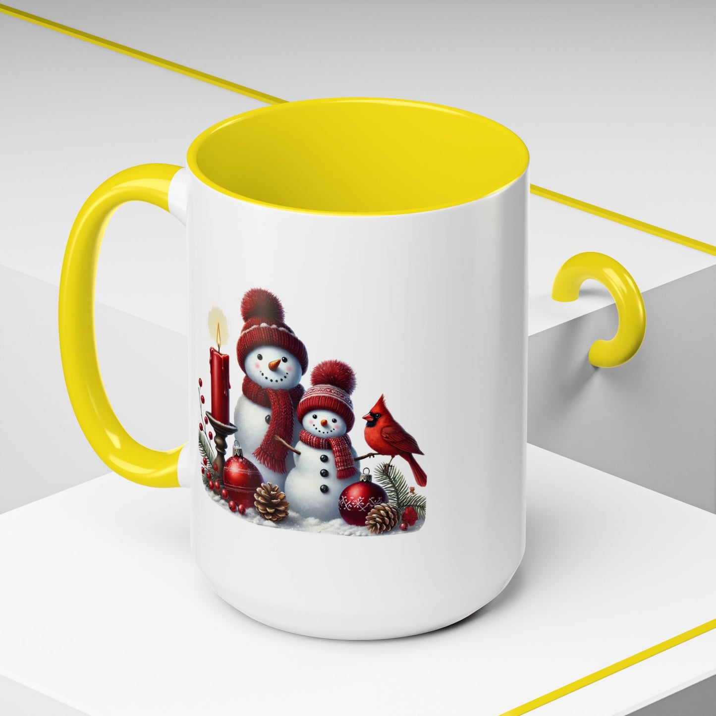 Christmas Mug - Burgundy Snowman Family