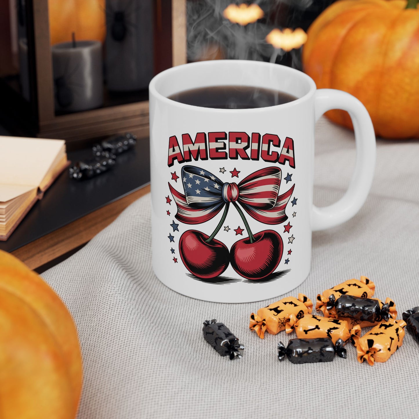 4th of July Mug - America Cherry Bow