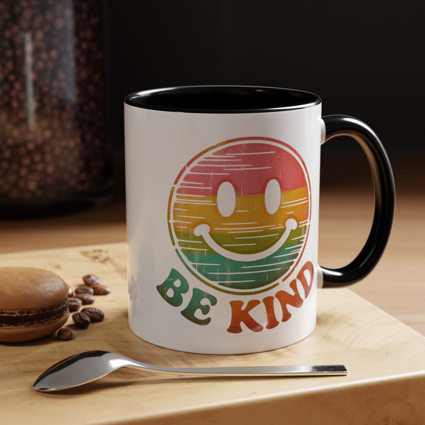 Motivation Mug - Retro Smiley Face Be Kind