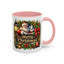 Christmas Mug - Merry Christmas Cream Text Santa Ok Light Bow Ornaments