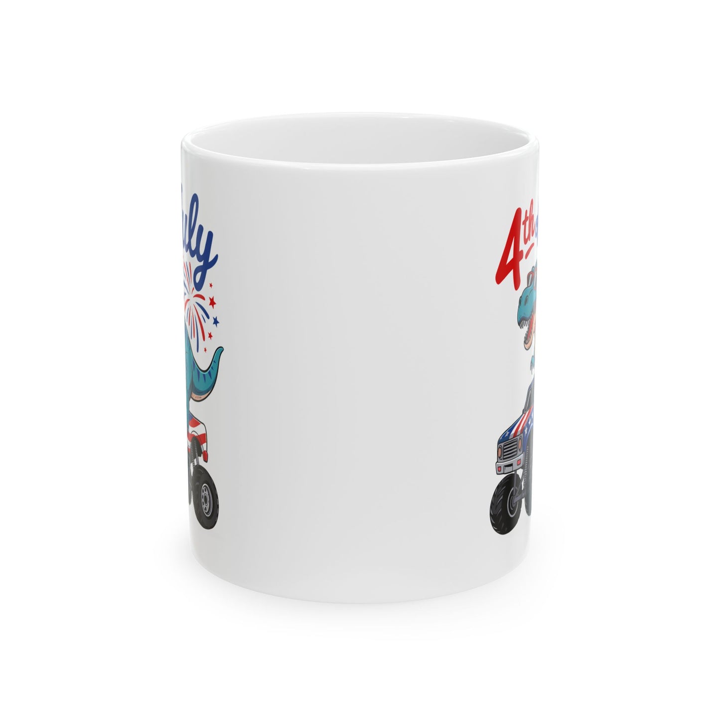 4th of July Mug - T Rex Monster Truck USA