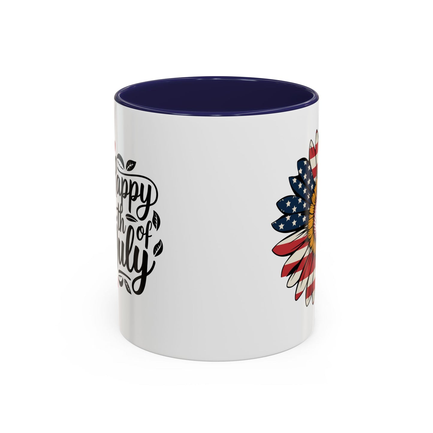 4th of July Mug - Happy 4th of July Sunflower USA Flag