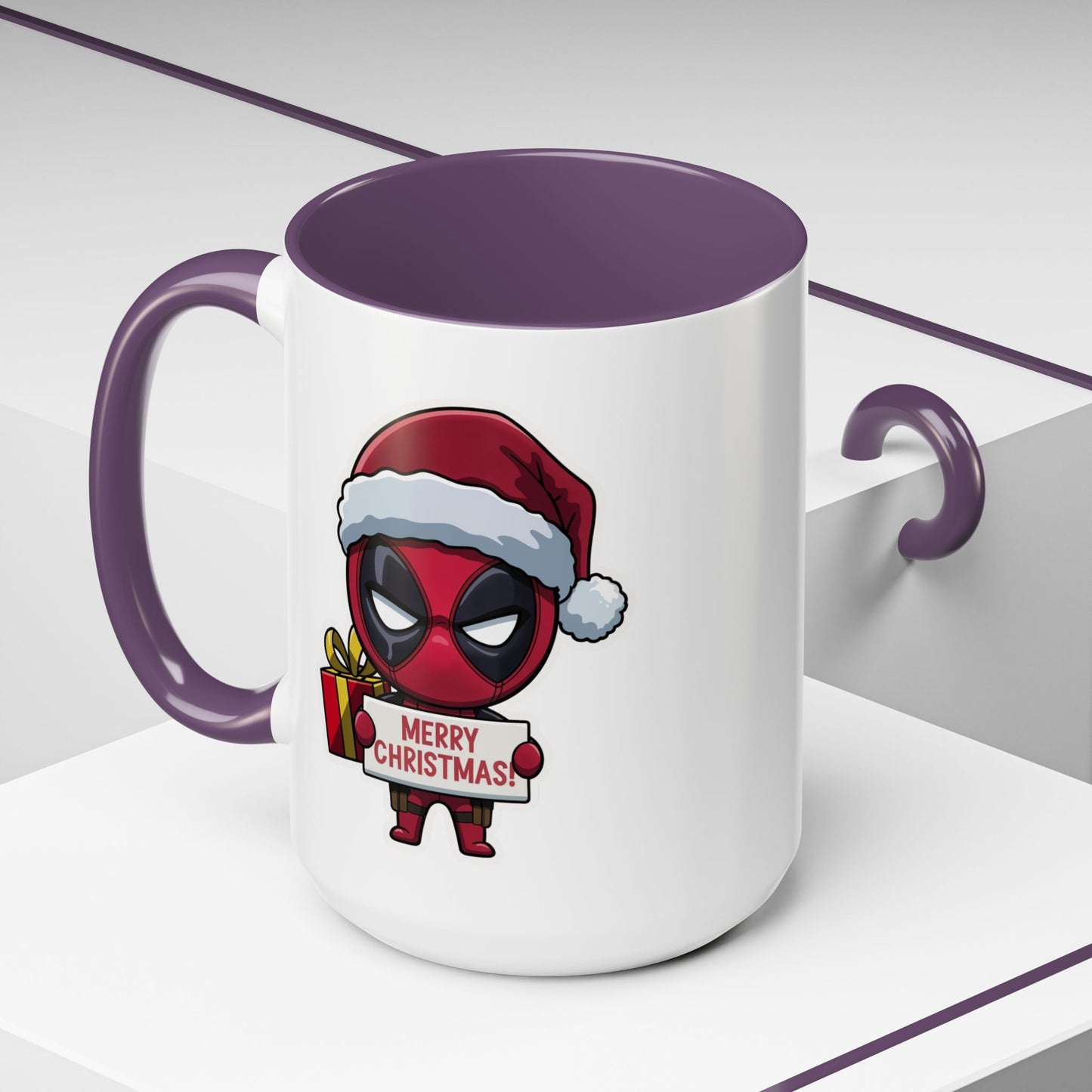 Christmas Mug - Merry Christmas Red Text Superhero
