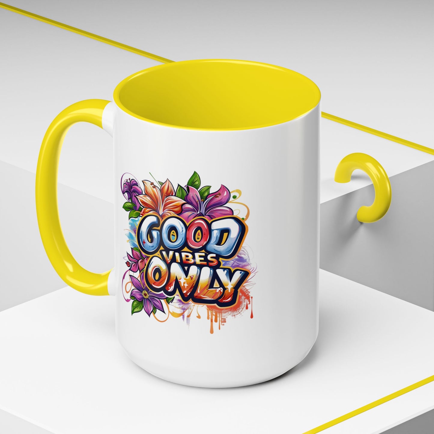 Wellness Mug - Good Vibes Only Graffiti Flowers