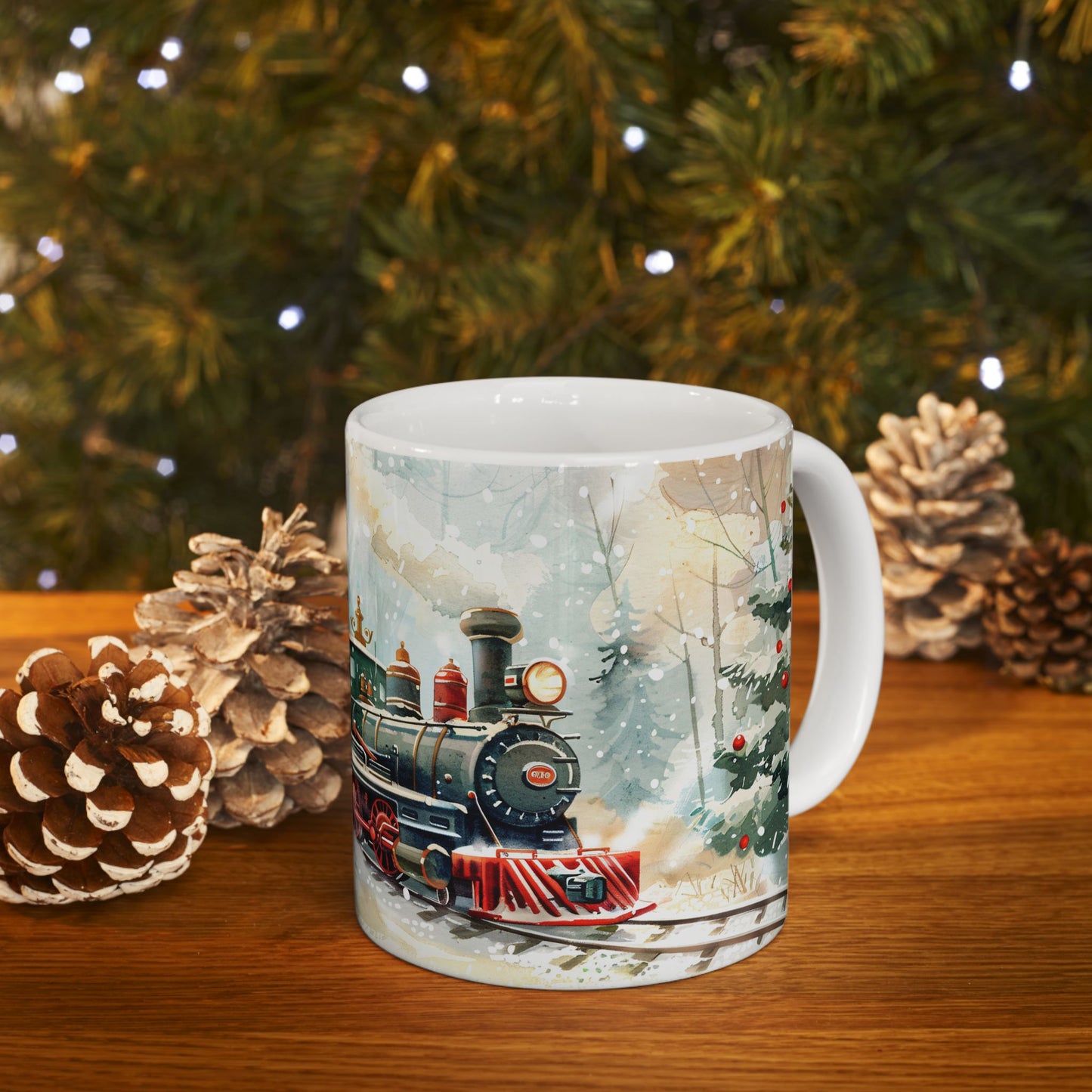 Christmas Mug - Snowman and Train Wrap 1