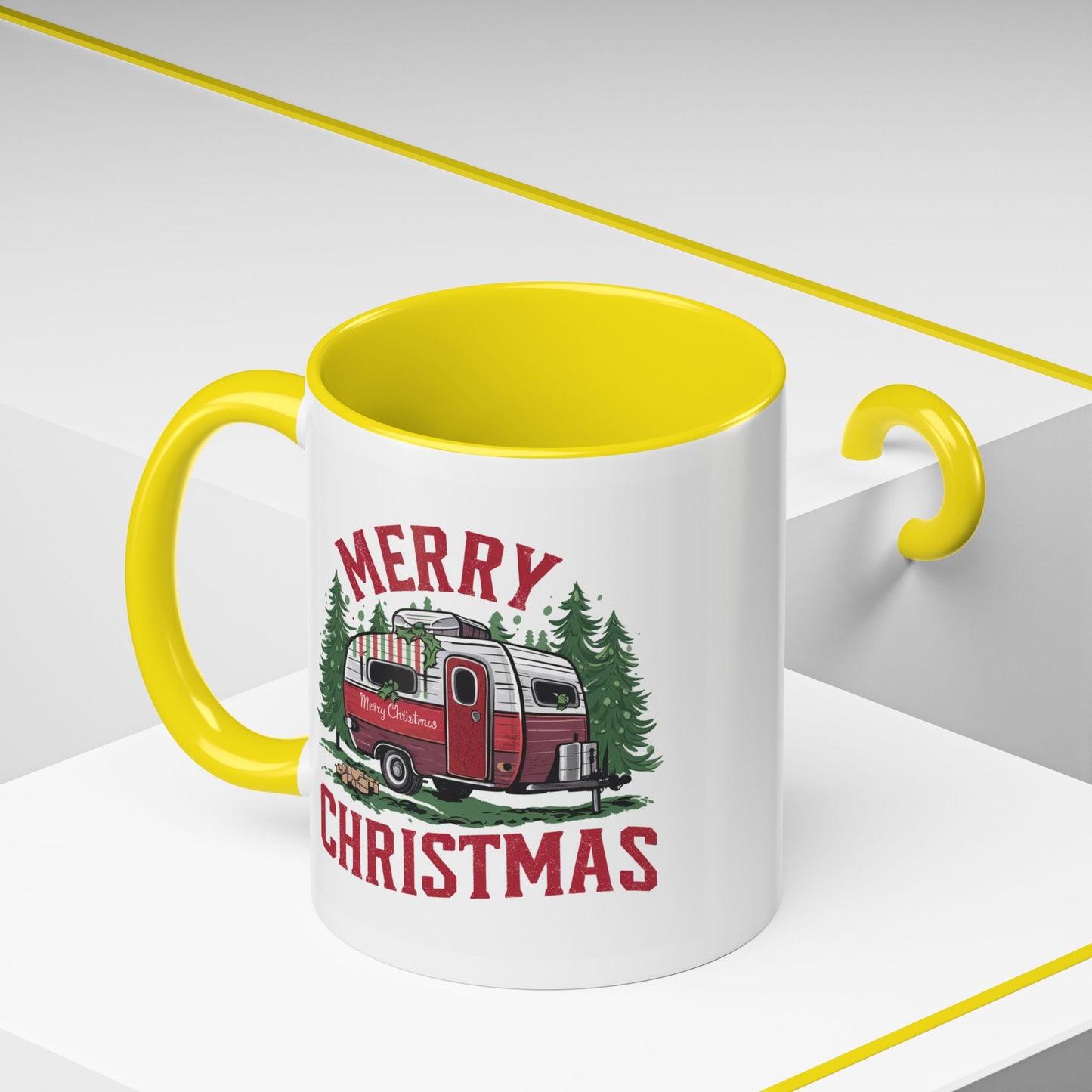 Christmas Mug - Merry Christmas Red & White Camper
