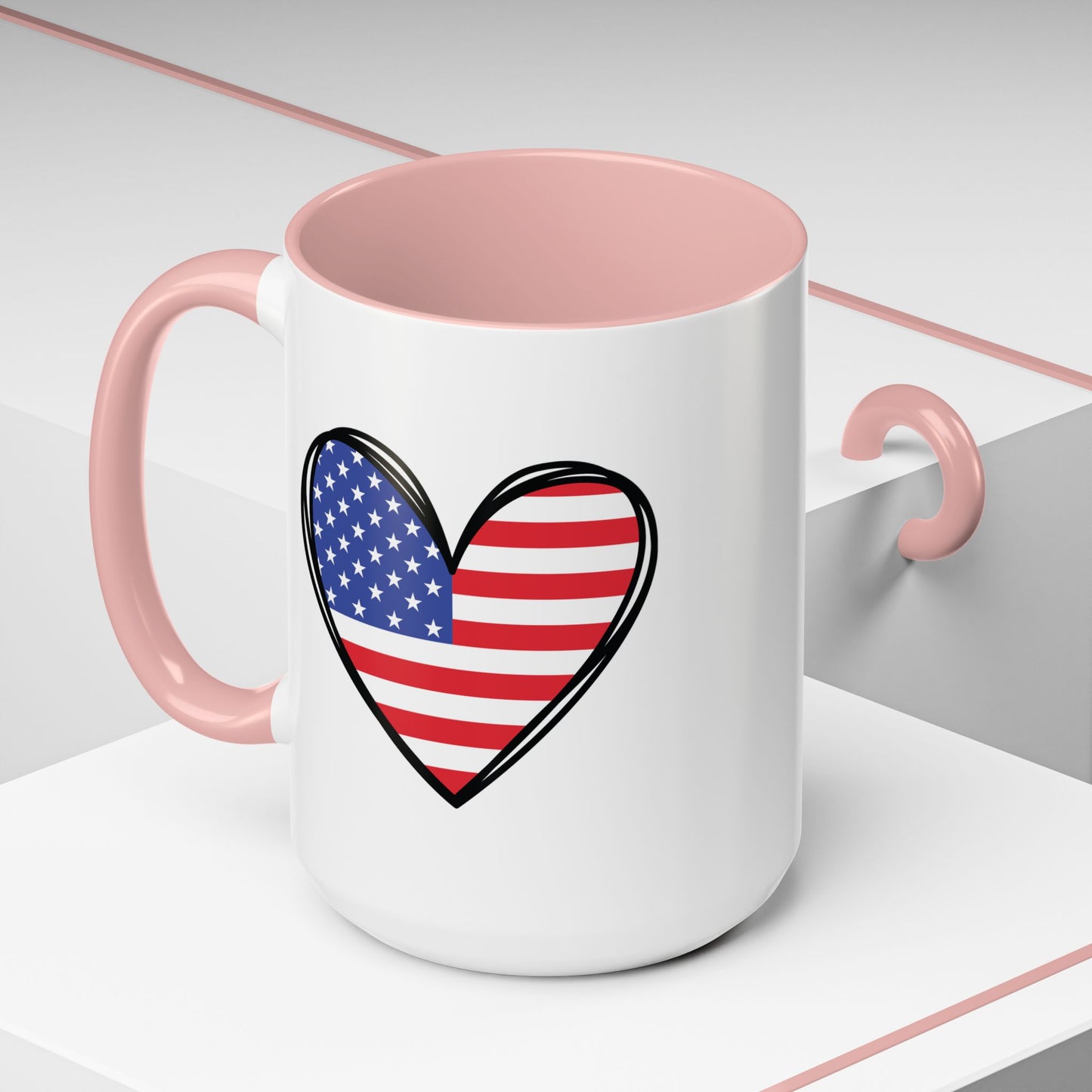 4th of July Mug - USA Flag Heart