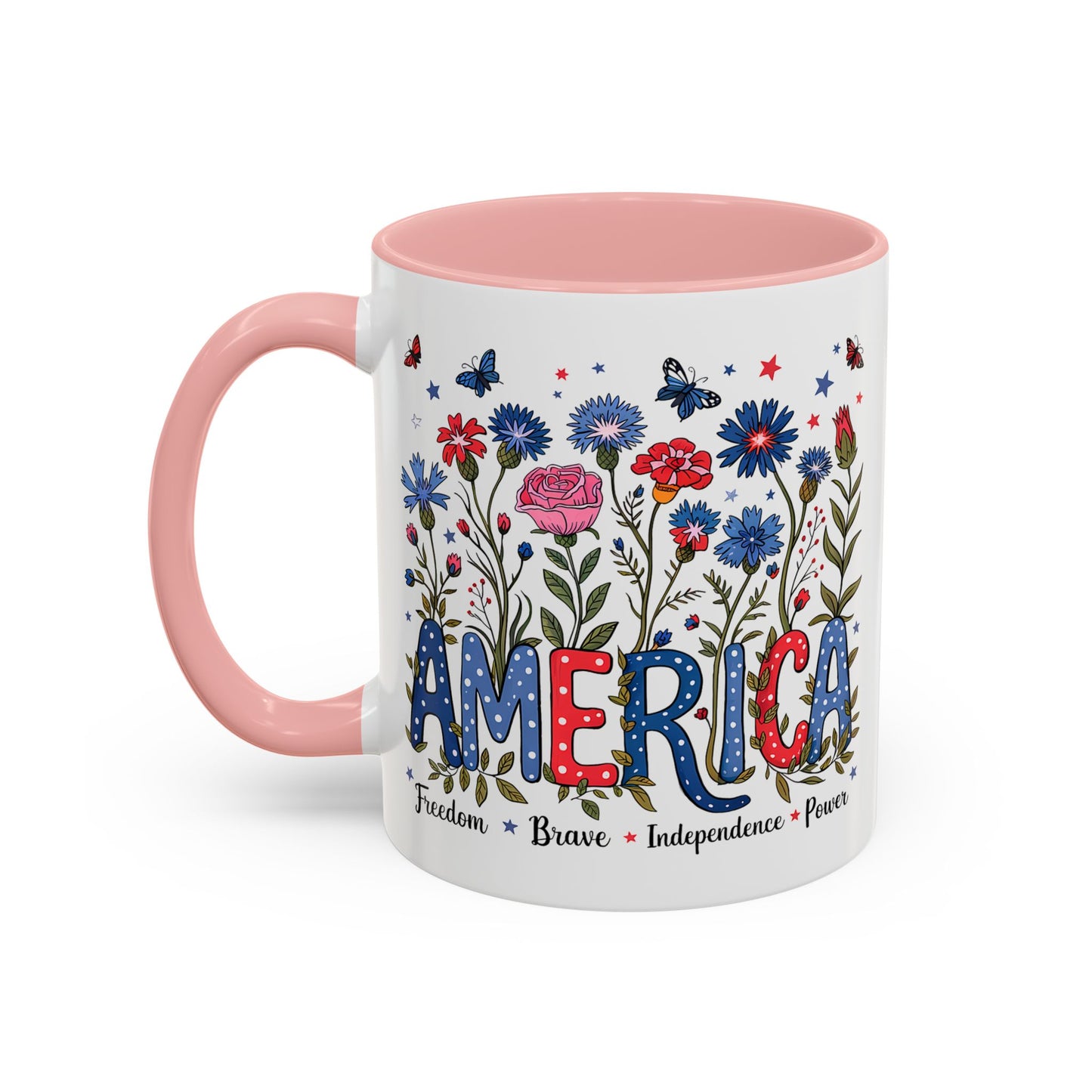 4th of July Mug - Floral America Patriotic