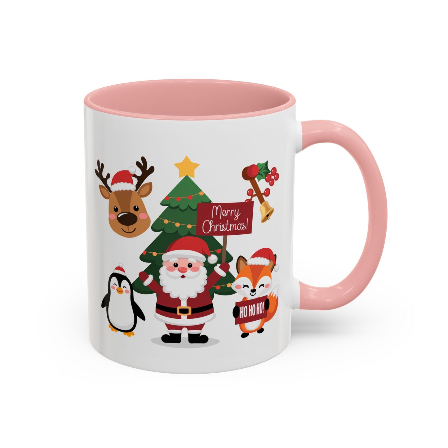 Christmas - Merry Christmas White Text Santa Reindeer Penguin Fox
