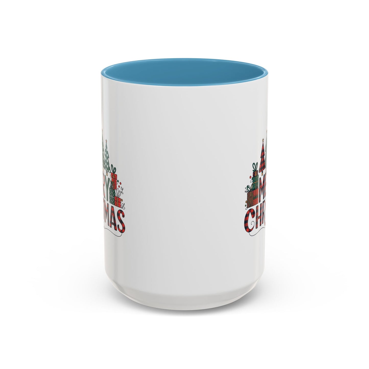 Christmas Mug - Merry Christmas Tartan Text Trees Presents