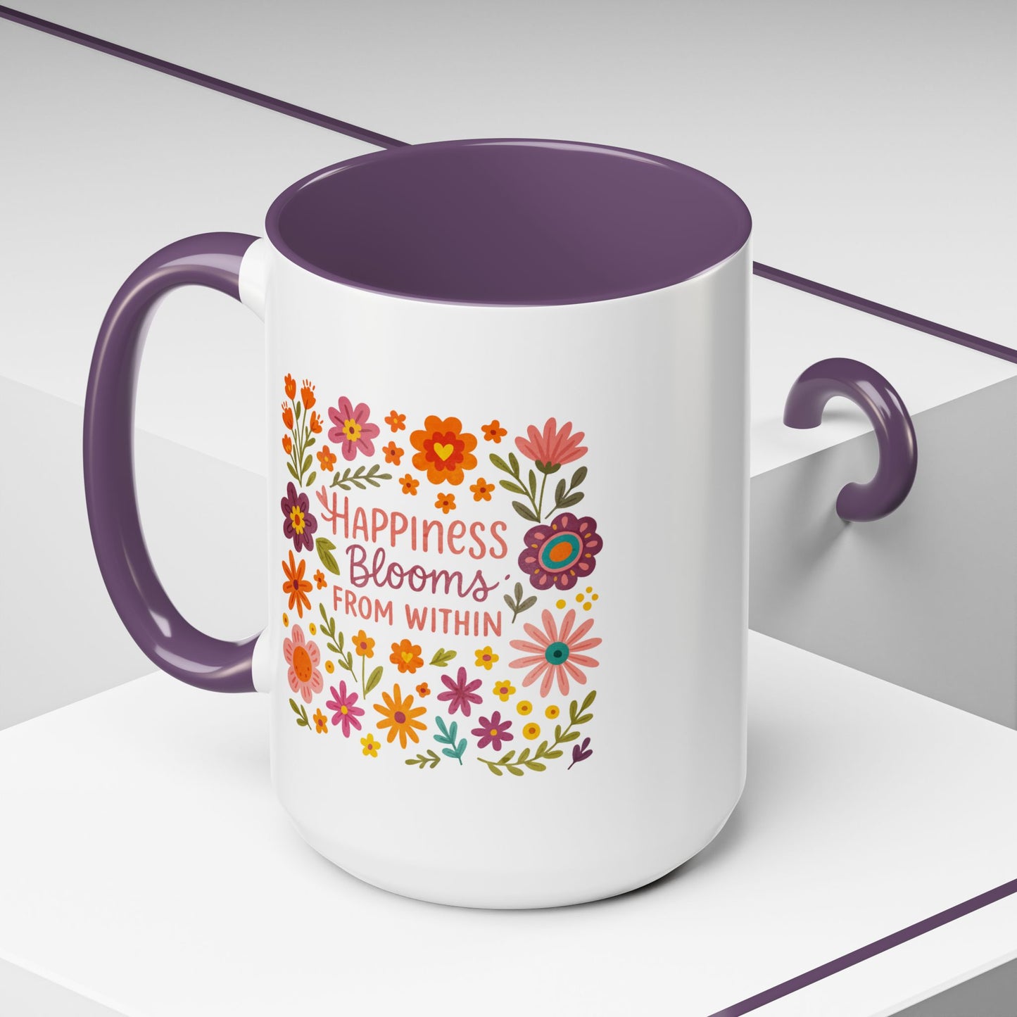 Motivation Mug - Happiness Blooms From Within