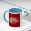 Christmas Mug - Merry Christmas White Text Maroon Background