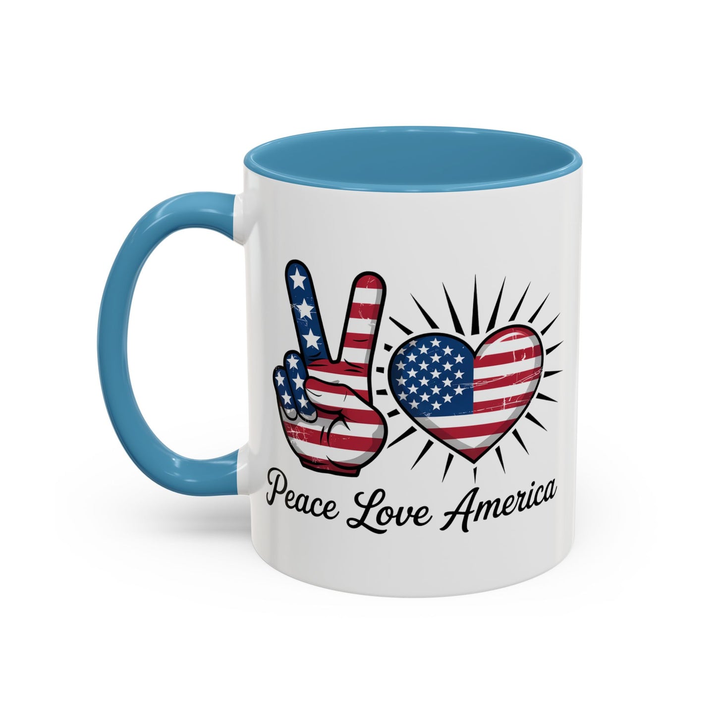 4th of July Mug - Peace Love America