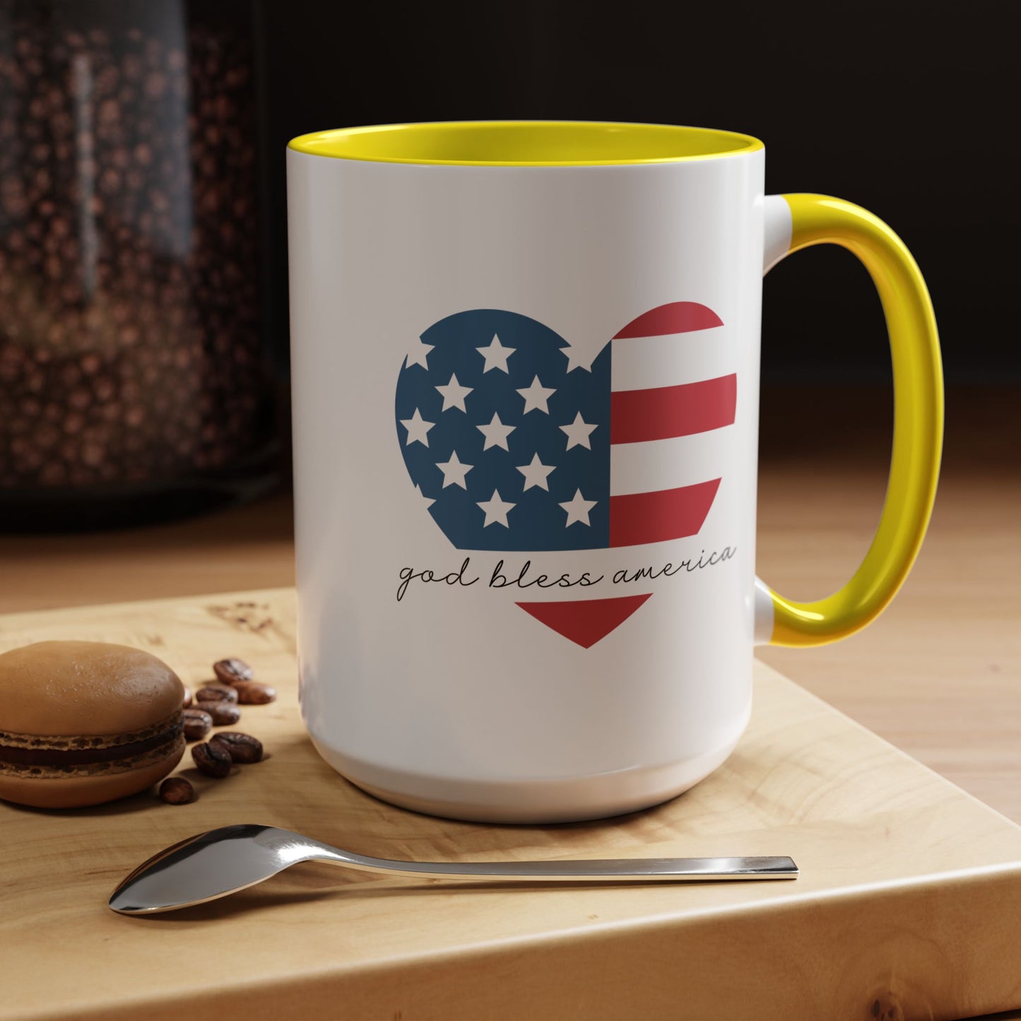 4th of July Mug - God Bless America Flag Heart