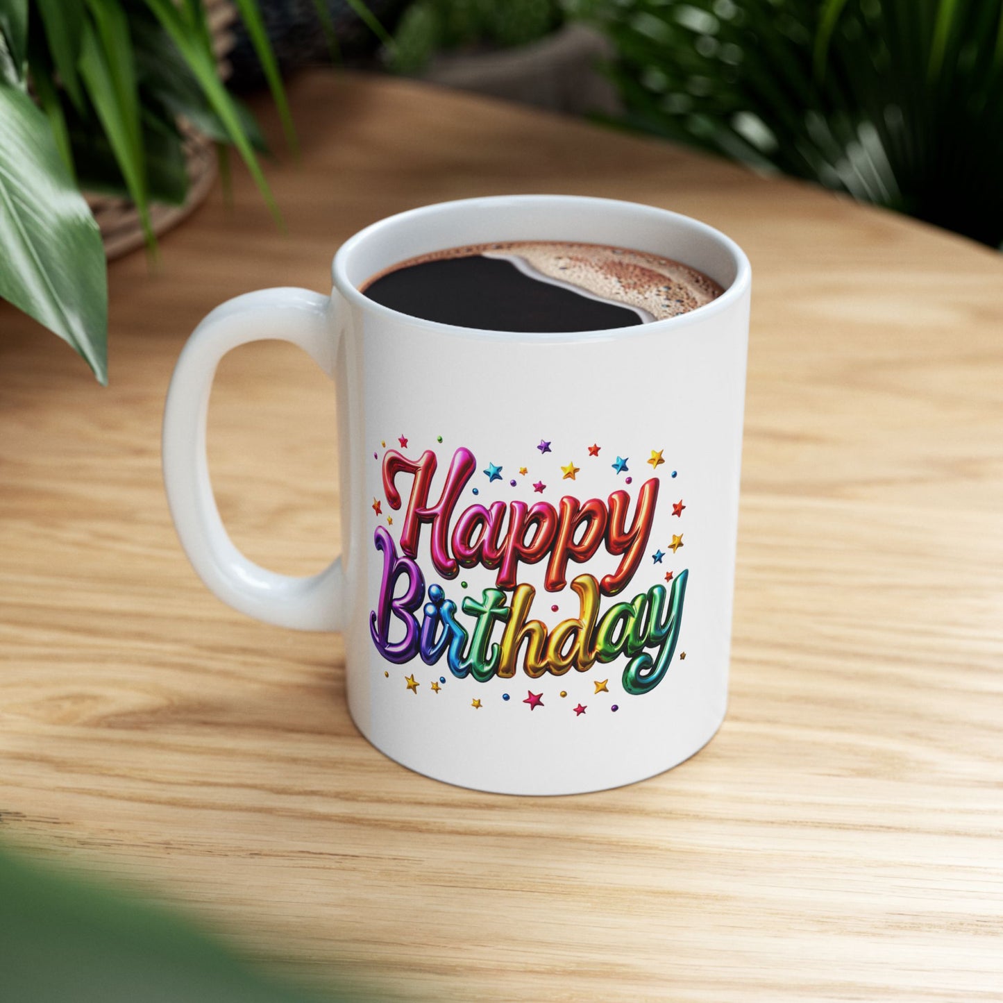 Birthday Mug - Happy Birthday Balloon Text