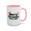 Christmas Mug - Merry Christmas Black Text Hat Candy Cane Mistletoe