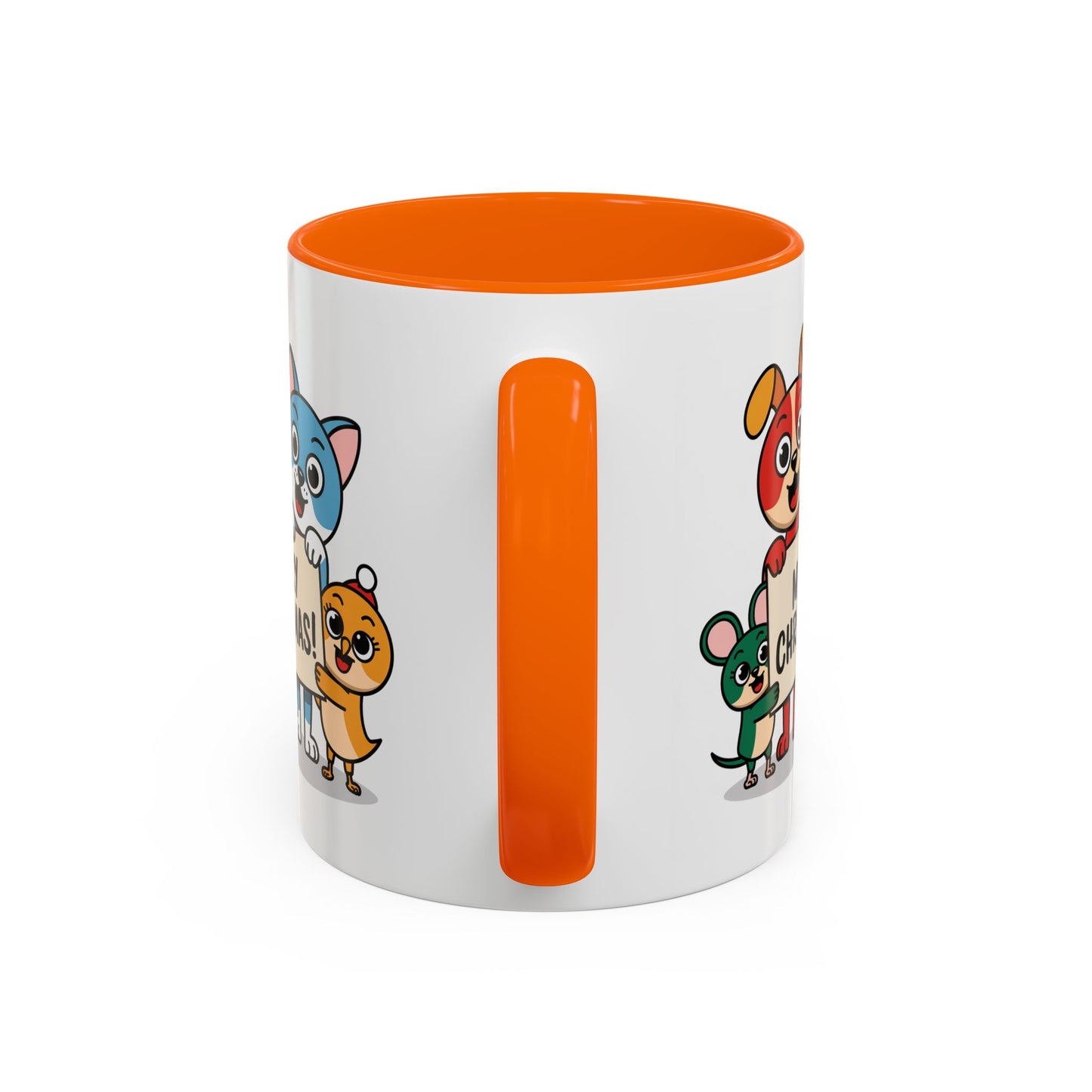 Christmas Mug - Merry Christmas Black Text Mouse Dog Cat Bird