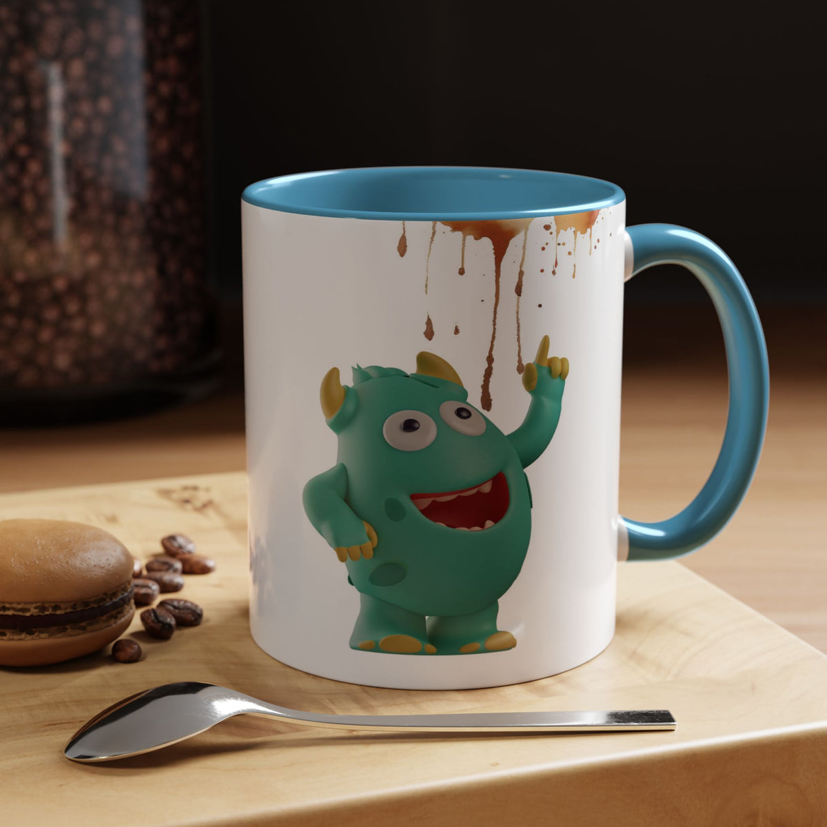 Humor Mug - Monster Drinks Coffee Spill