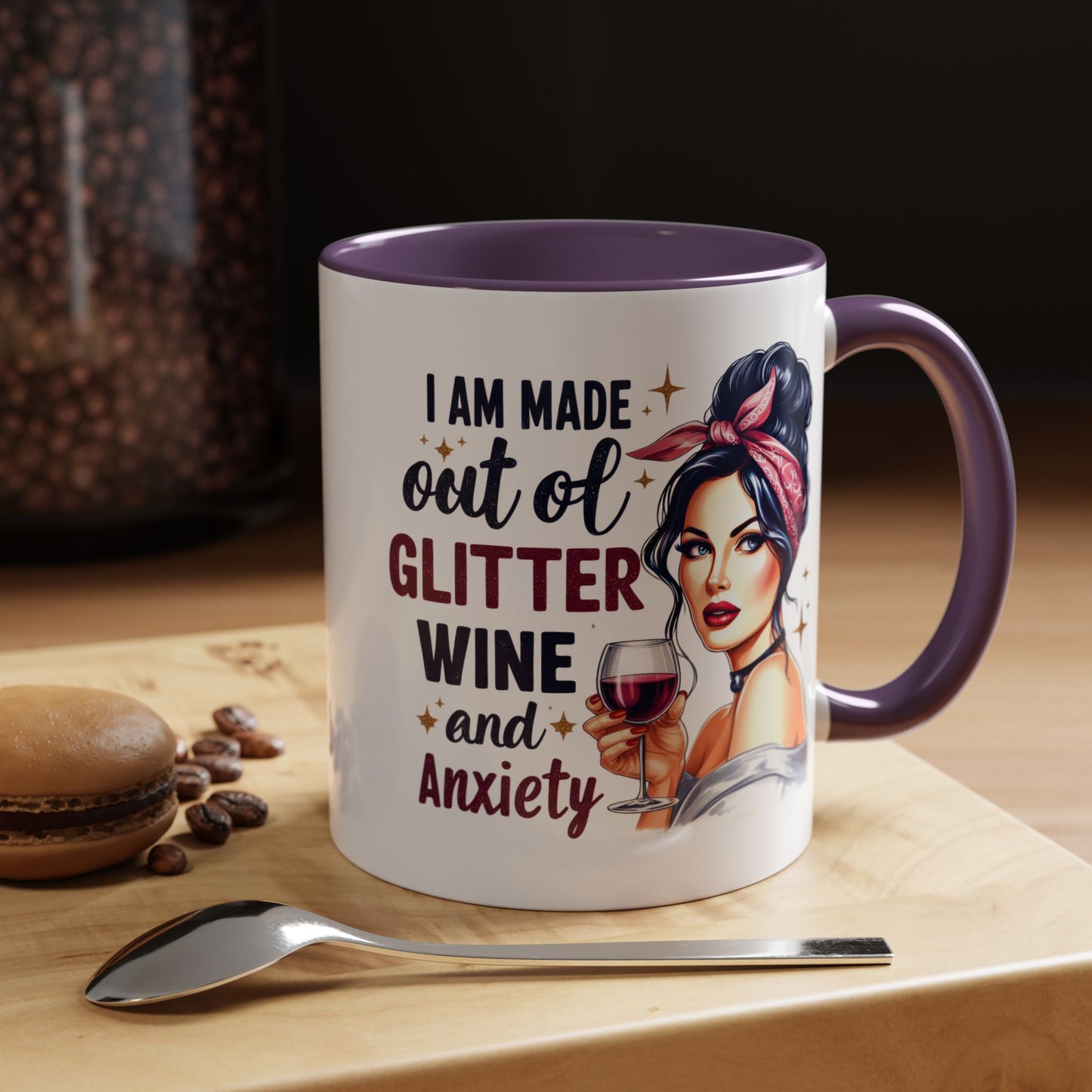 Humor Mug - I'm Made Out of Glitter Wine and Anxiety