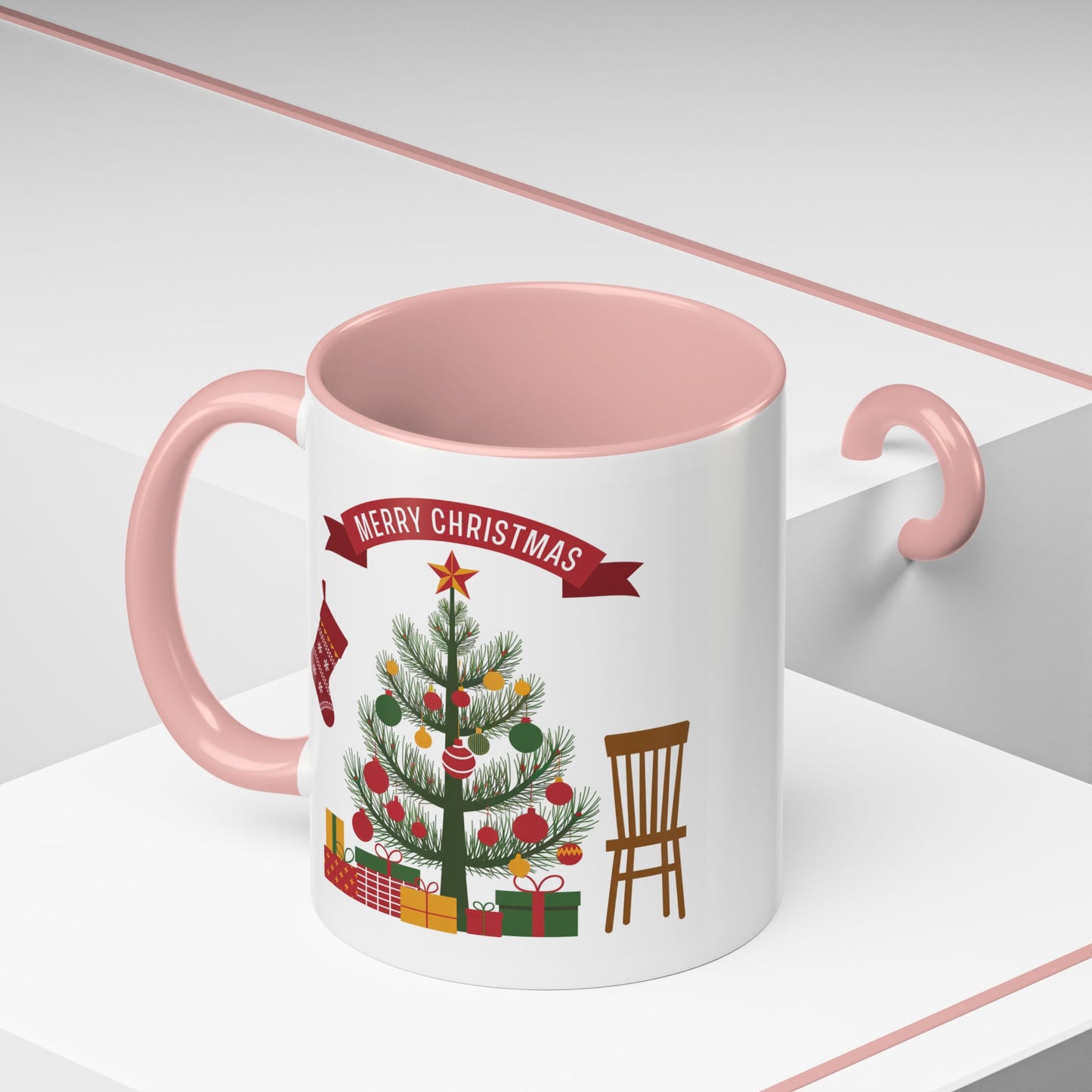 Christmas Mug - Merry Christmas Banner Tree Presents
