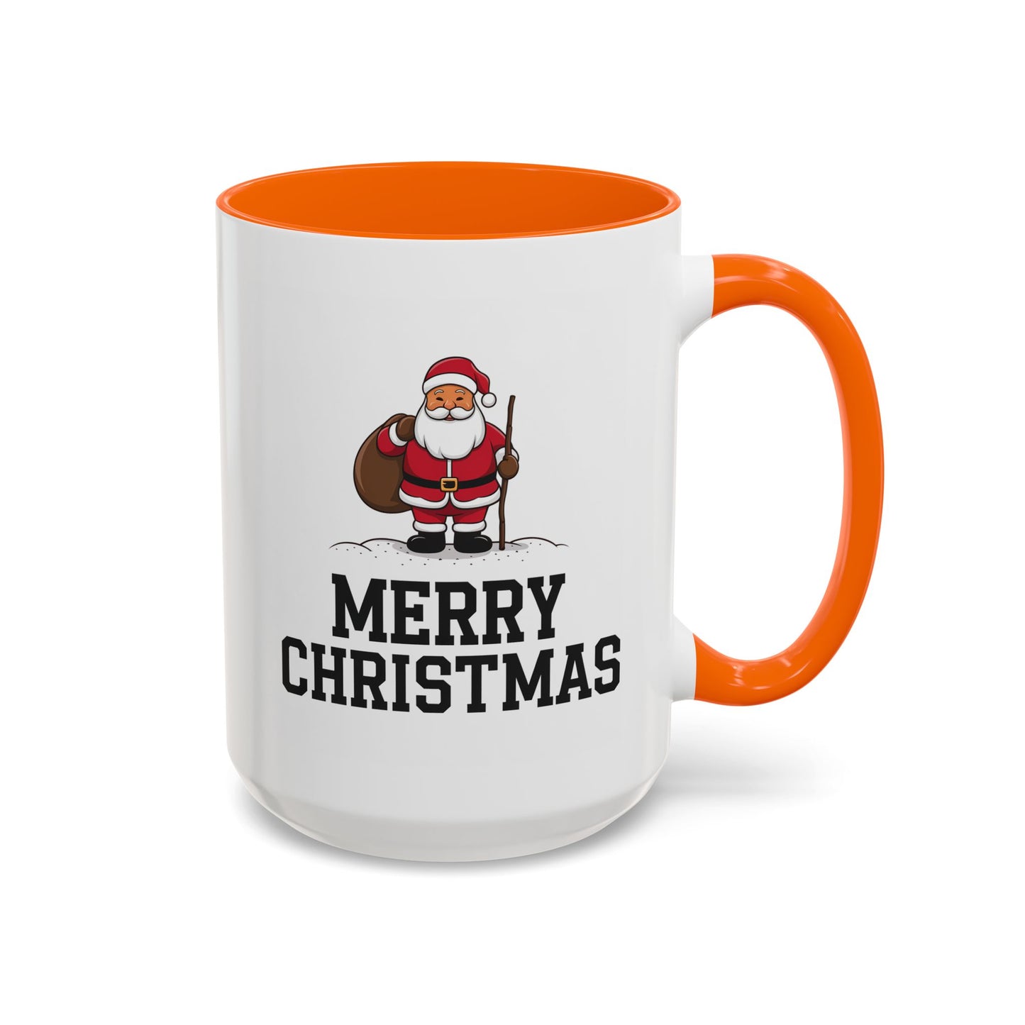 Christmas Mug - Merry Christmas Black Text Santa Walking