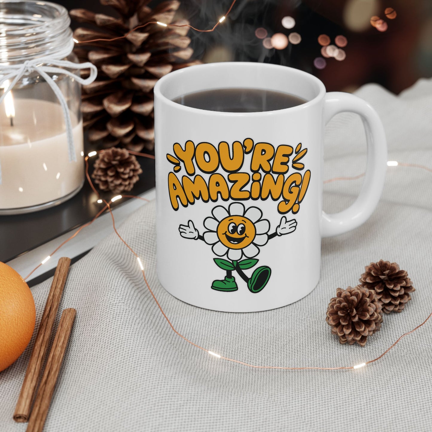 Motivation Mug - You're Amazing Retro Daisy