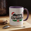 Christmas Mug - Merry Christmas Black Text Hat Candy Cane Mistletoe