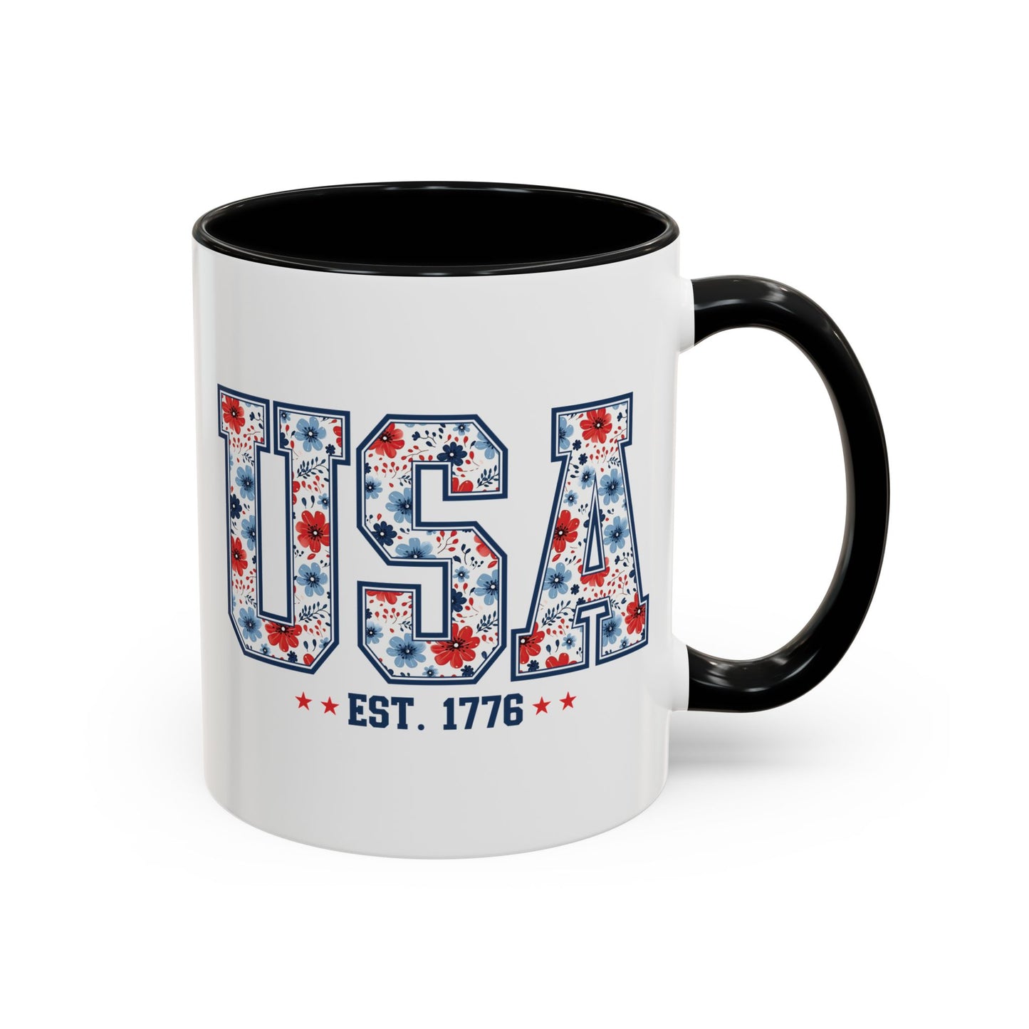 4th of July Mug - USA EST 1776 Floral