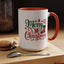 Christmas Mug - Merry Christmas Green & Red Text Star Candy Cane Stocking Snowflake