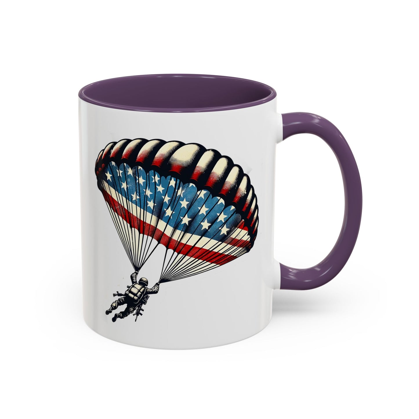 4th of July Mug - Airborne Soldier Parachute Flag