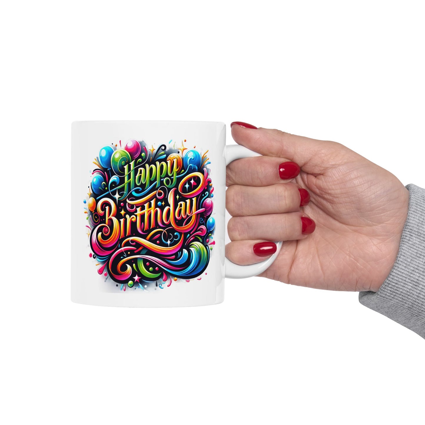 Birthday Mug - Happy Birthday Swish