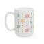 Christmas Mug - Green Yellow & Red Snowflakes Pattern