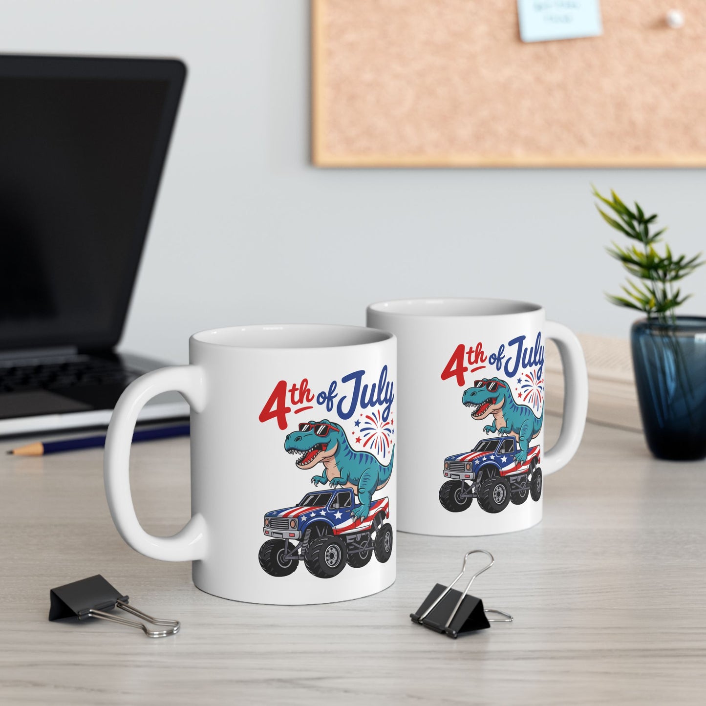 4th of July Mug - T Rex Monster Truck USA