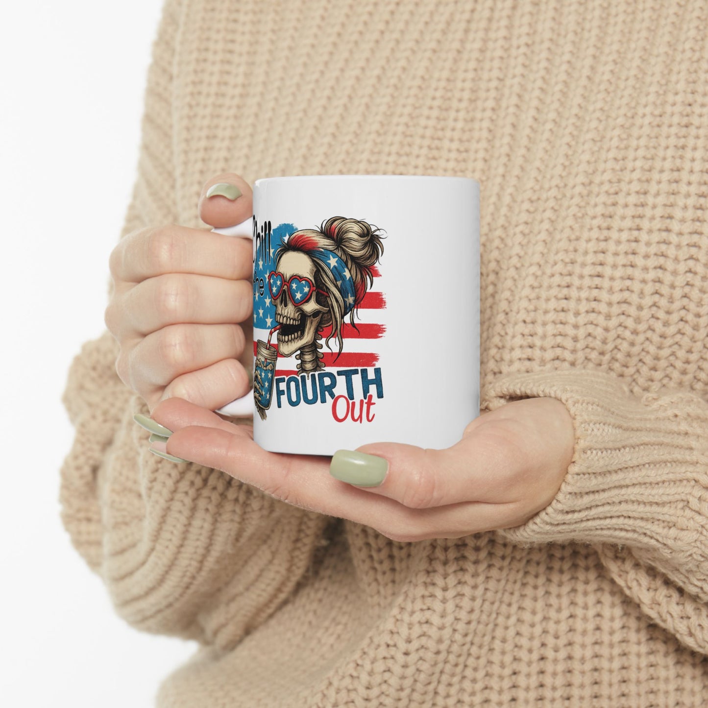 4th of July Mug - Chill the Fourth Out Skeleton