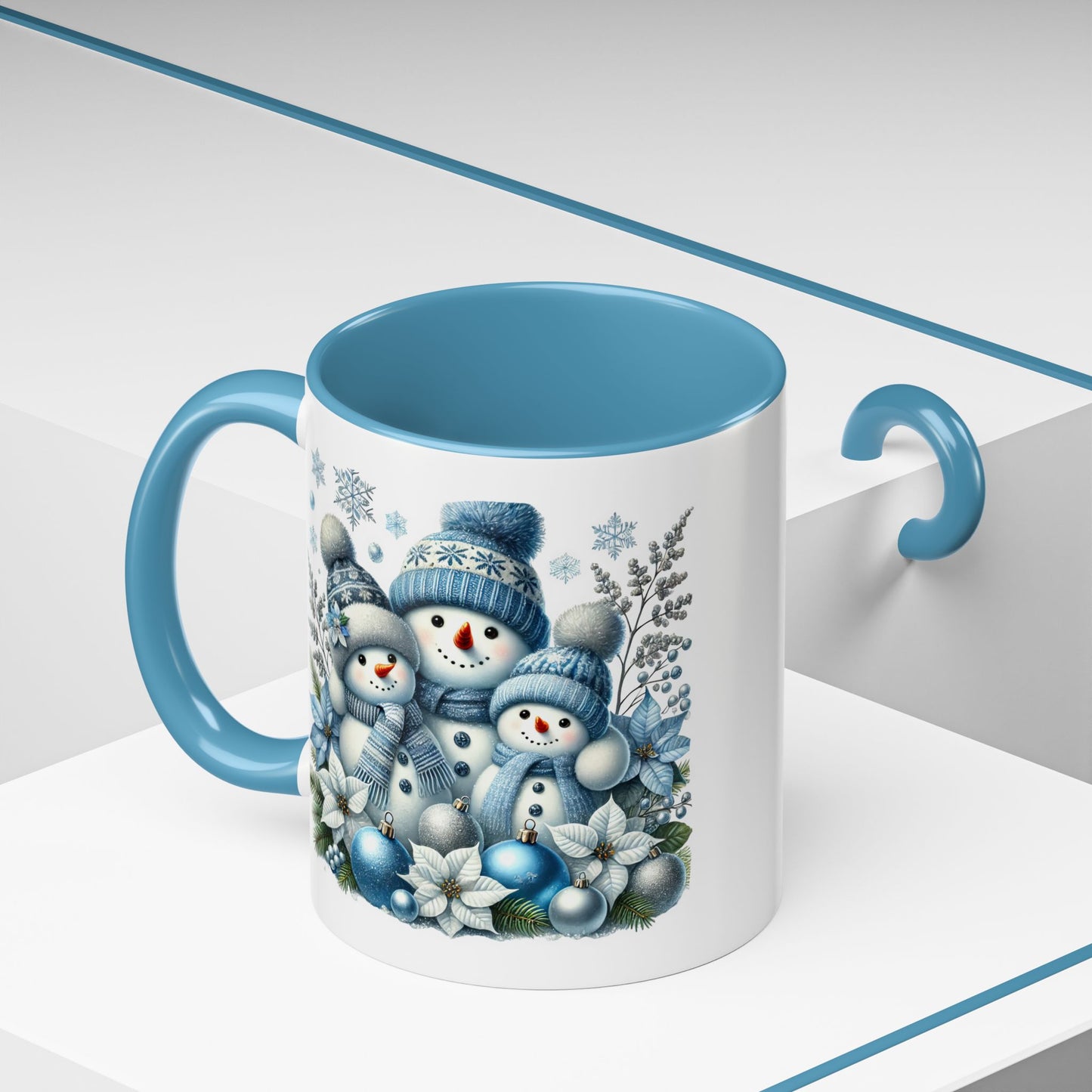 Christmas Mug - Blue Snowman Family