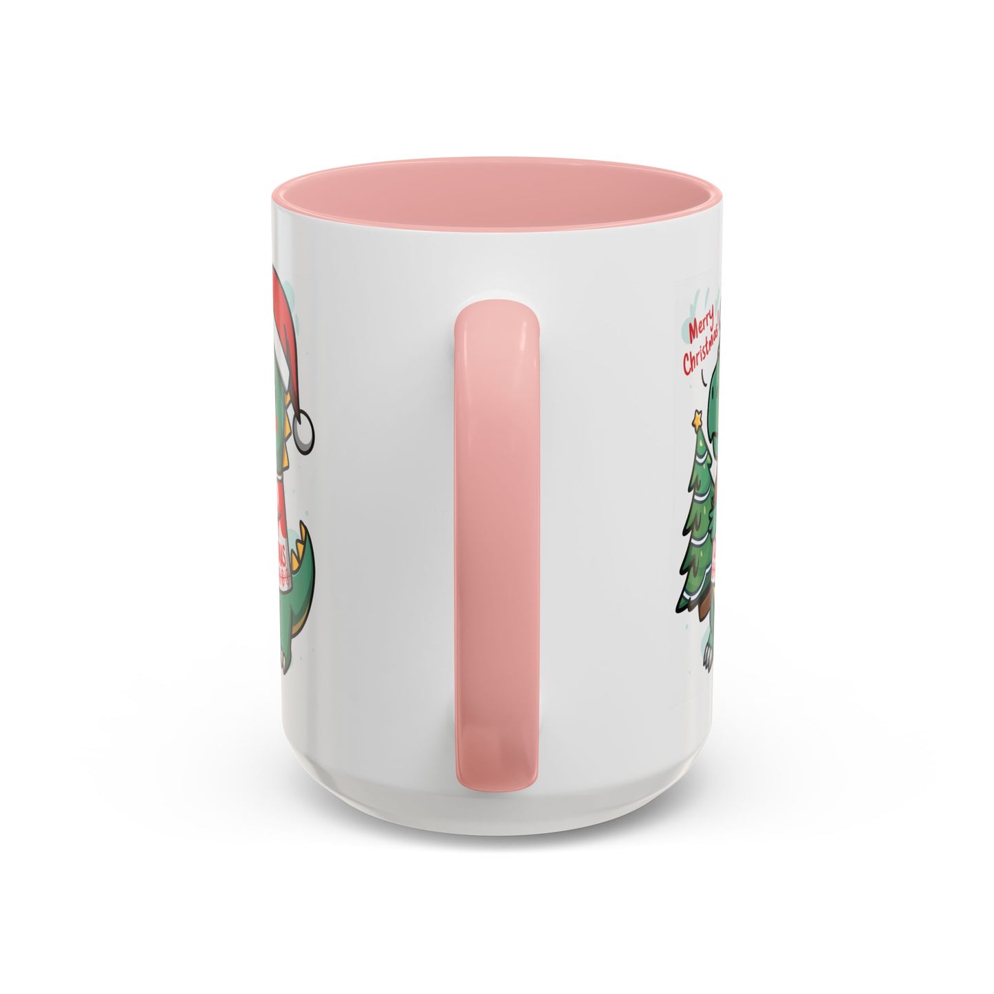 Christmas Mug - Merry Christmas Red Text Dinosaur Tree