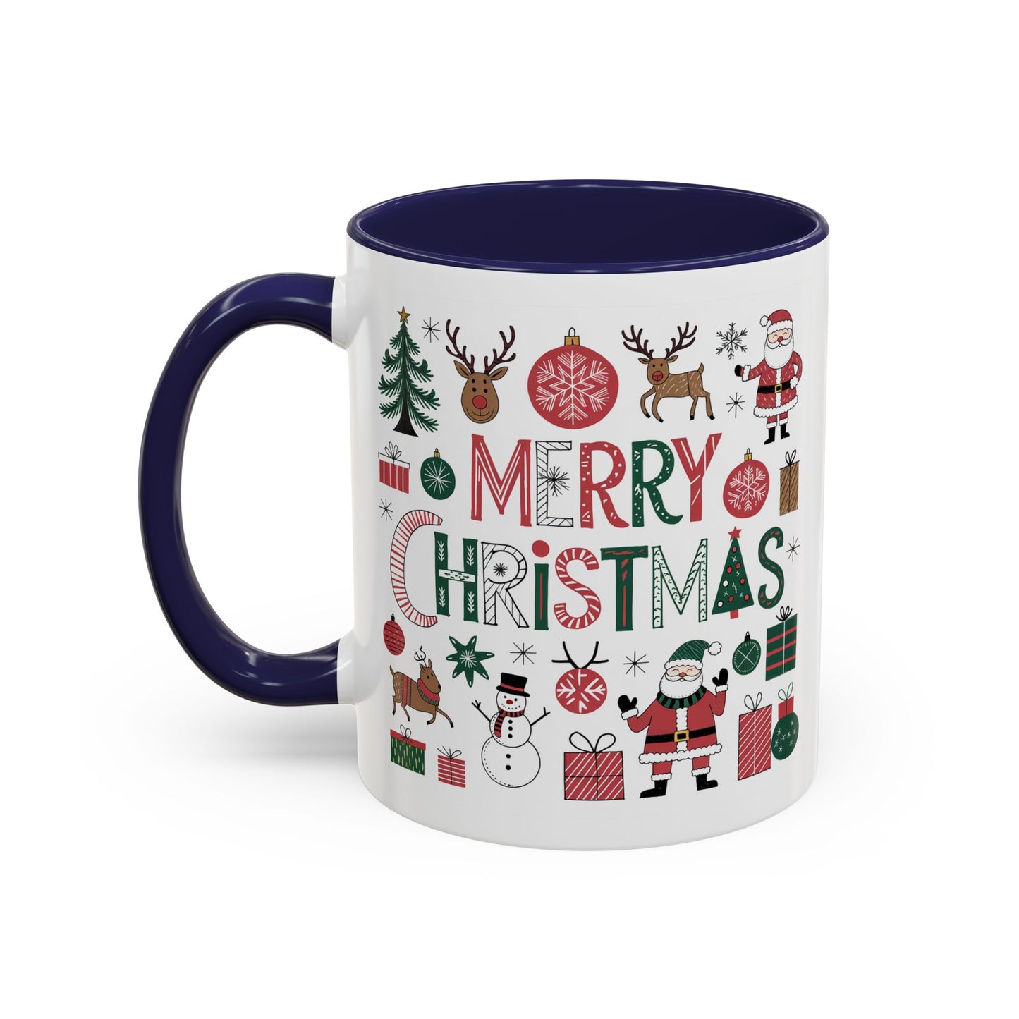 Christmas Mug - Merry Christmas Red White & Green Text Collage