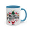 Christmas Mug - Merry Christmas Black Text Santa Reindeer Snowmen Ornaments