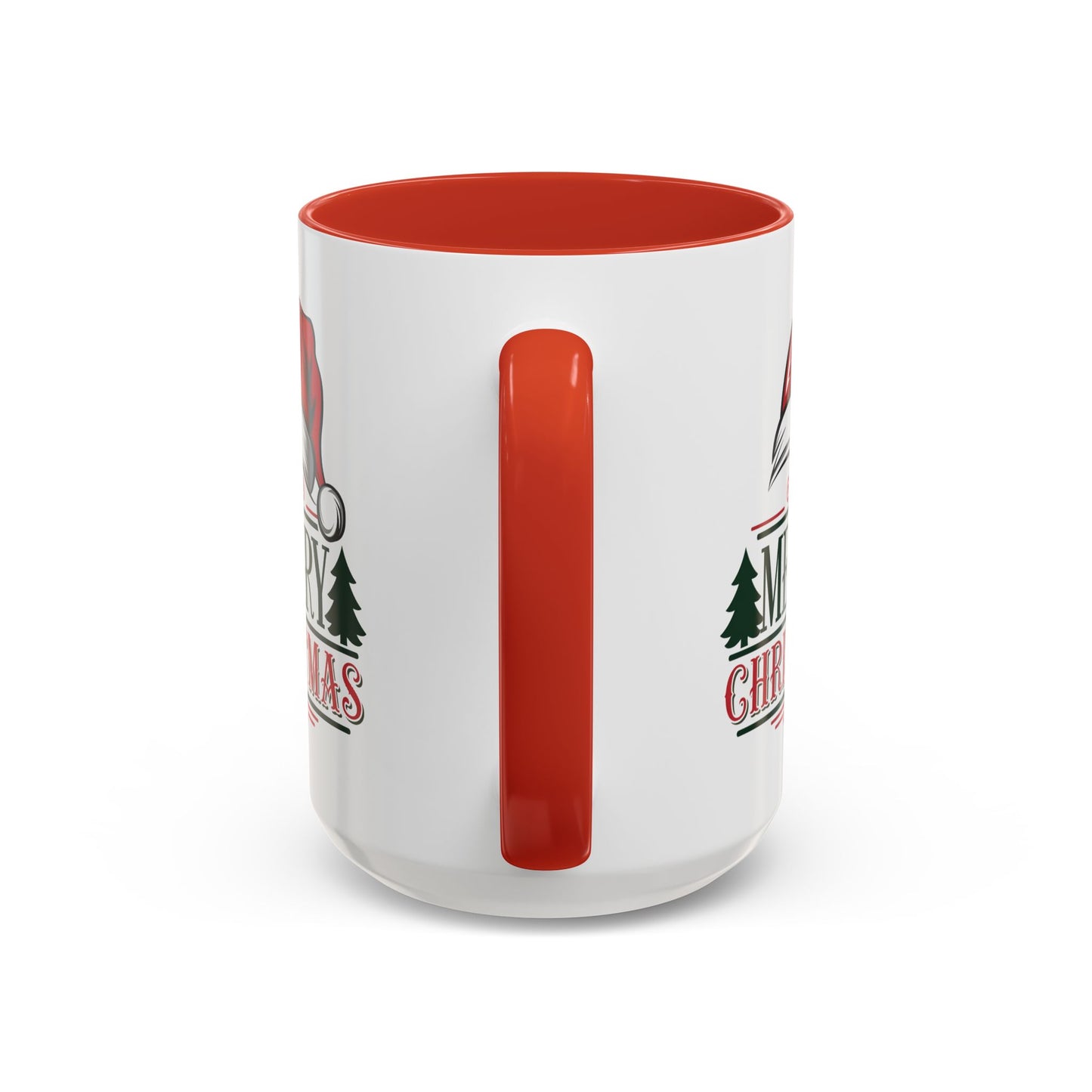 Christmas Mug - Merry Christmas Green & Red Text Red Hat