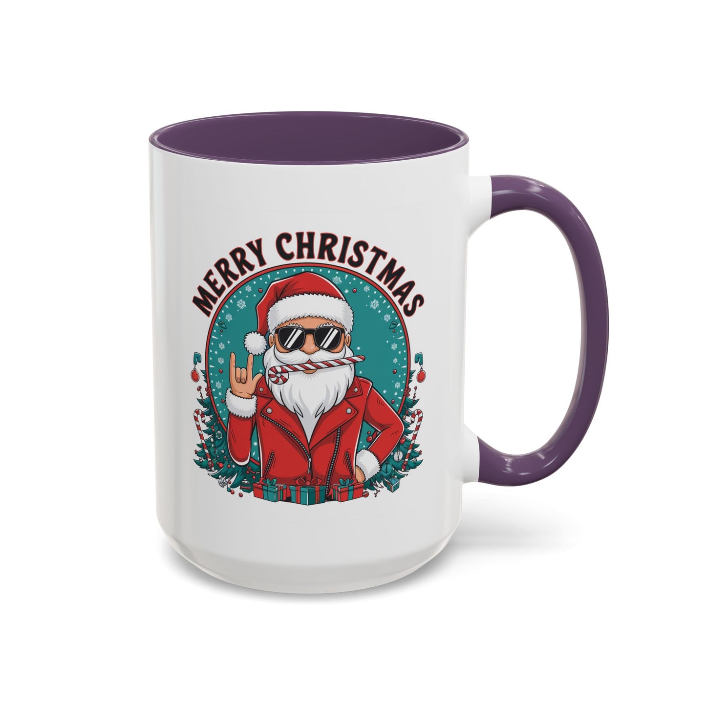 Christmas Mug - Merry Christmas Black & Red Text Cool Santa
