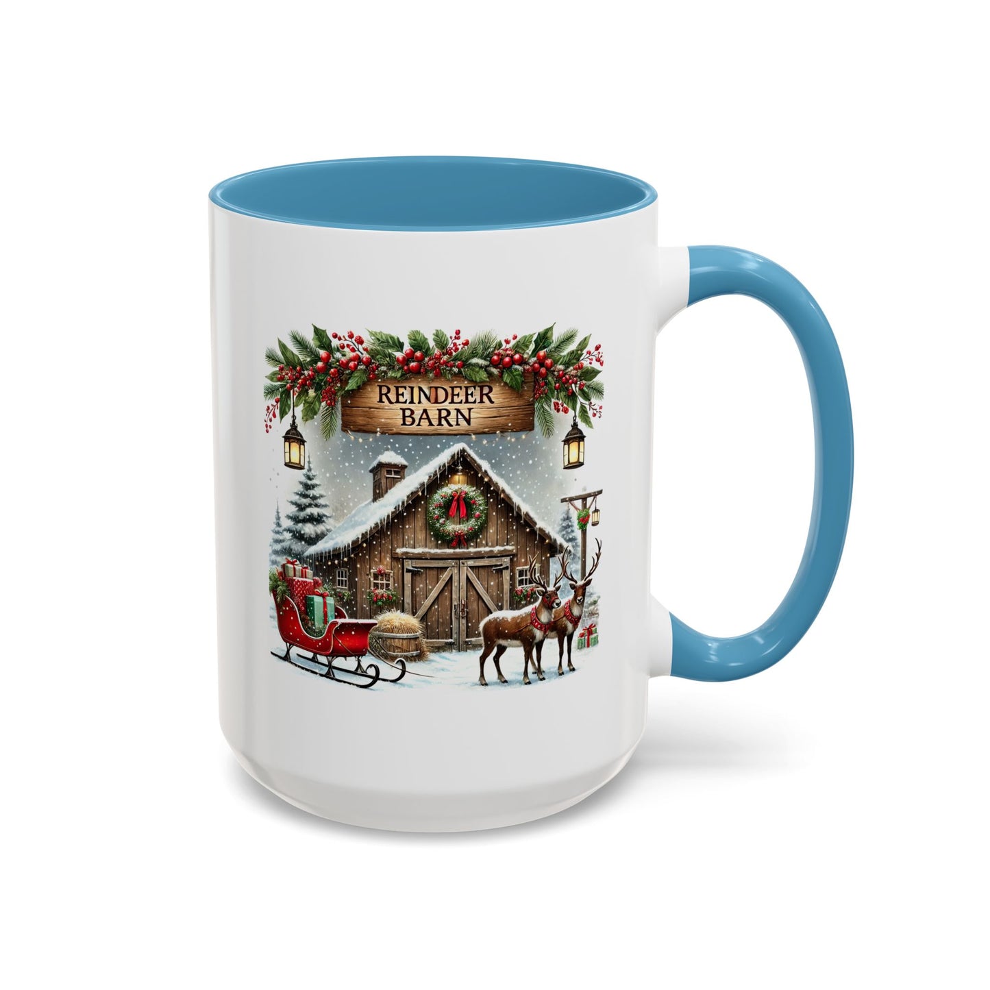 Christmas Mug - Reindeer Barn Sleigh Reindeer