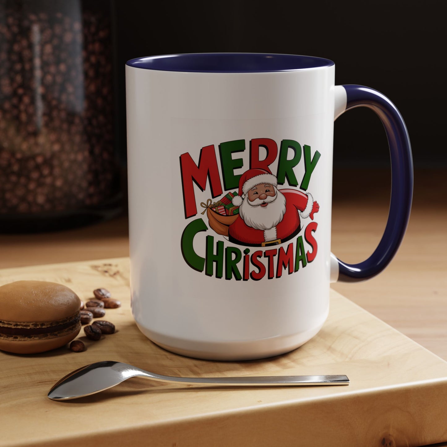 Christmas Mug - Green & Red Text Santa Presents